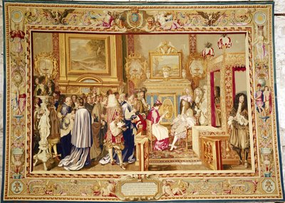 The Audience of Cardinal Chigi with Louis XIV at Fontainebleau, 29th July 1664, Gobelins factory by Charles Le Brun